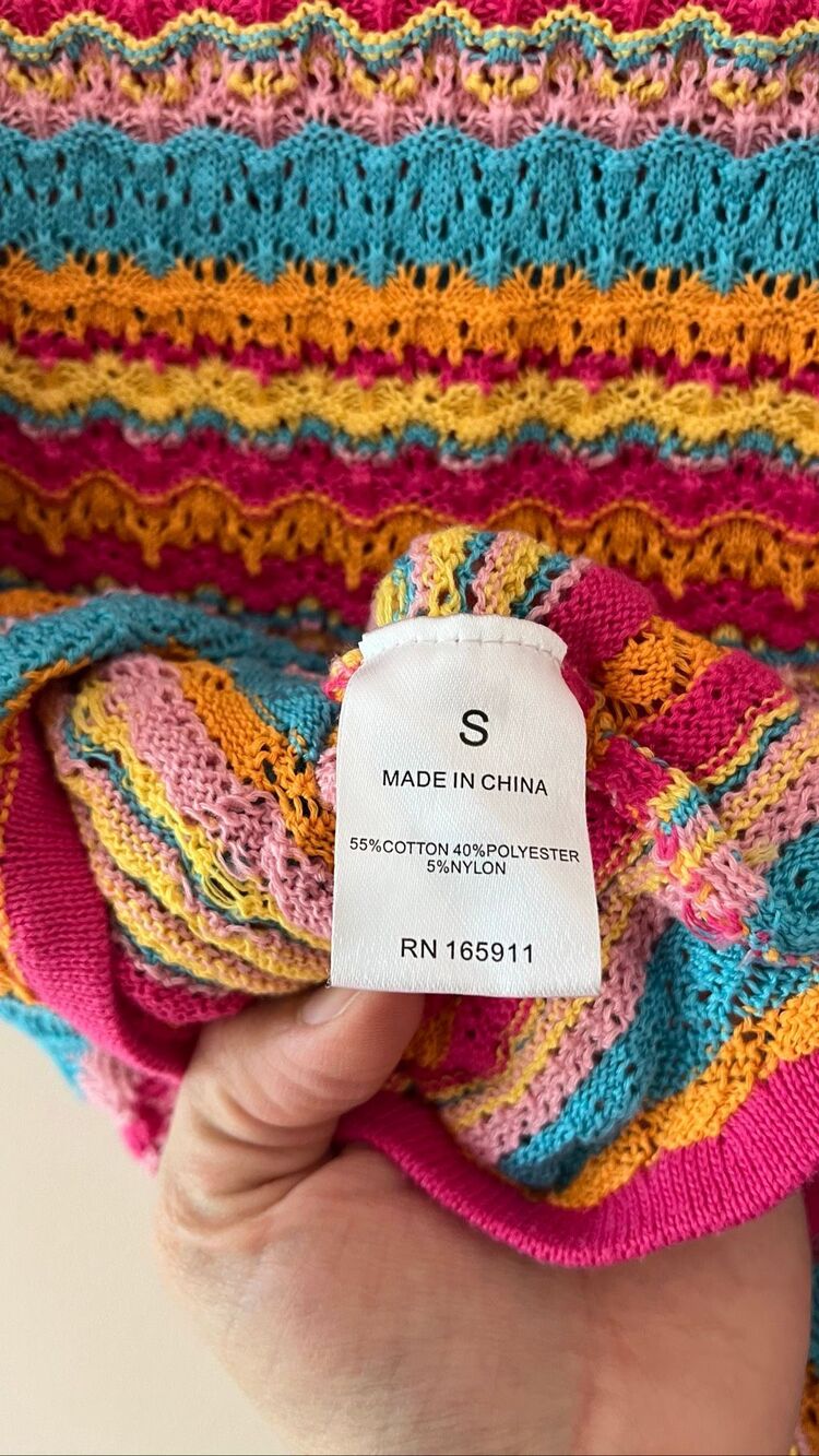 Grace + Karma y2k Knit Tank Top Women Small Pink Multi Excellent Striped Boho - Picture 5 of 5